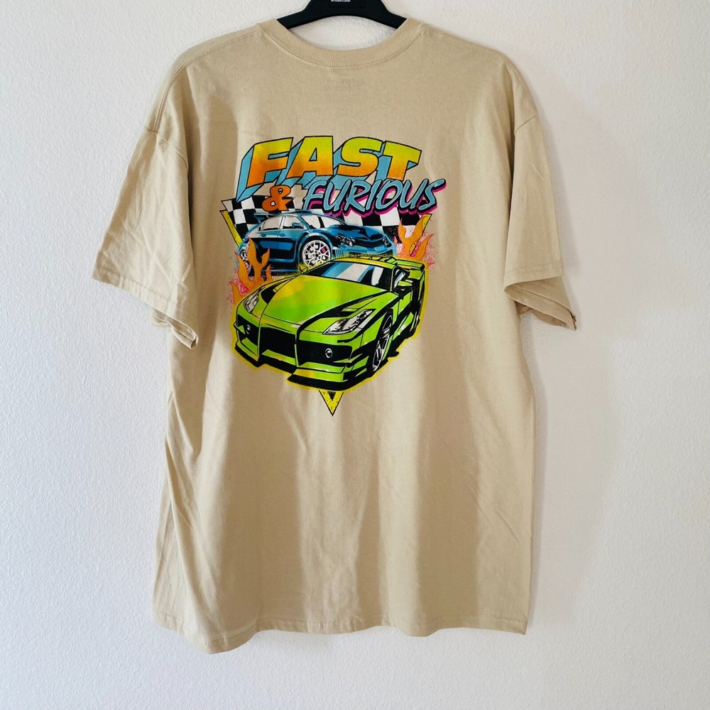 Fast & Furious Mens XL Tan Graphic T-Shirt Freeze Tuner Cars Racing Streetwear